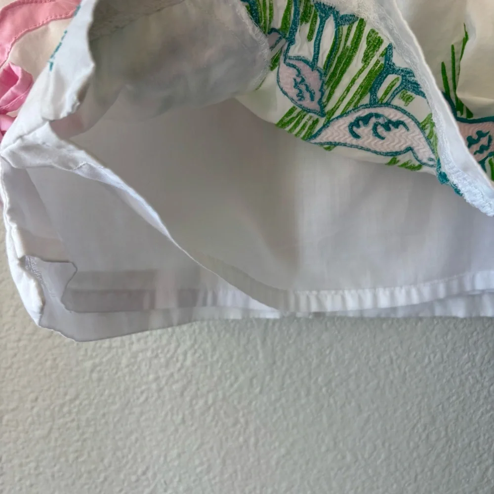 LILLY PULITZER Girls Size 8 Shift Dress White Embroidered Birds Beach Coastal - Picture 9 of 12